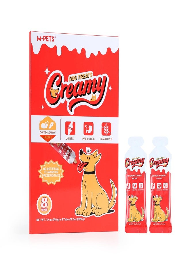 أم-بيتس مكافآت إم-بيتس اللذيذة للكلاب بنكهة الدجاج والجزر، وجبات خفيفة صحية وطرية في أنابيب ضغط للجراء والكلاب الكبيرة في السن، مكافأة للتدريب أو إضافة للطعام، مهروس منخفض السعرات الحرارية لدعم المفاصل والجهاز الهضمي - عبوة من 8 قطع - Image 1